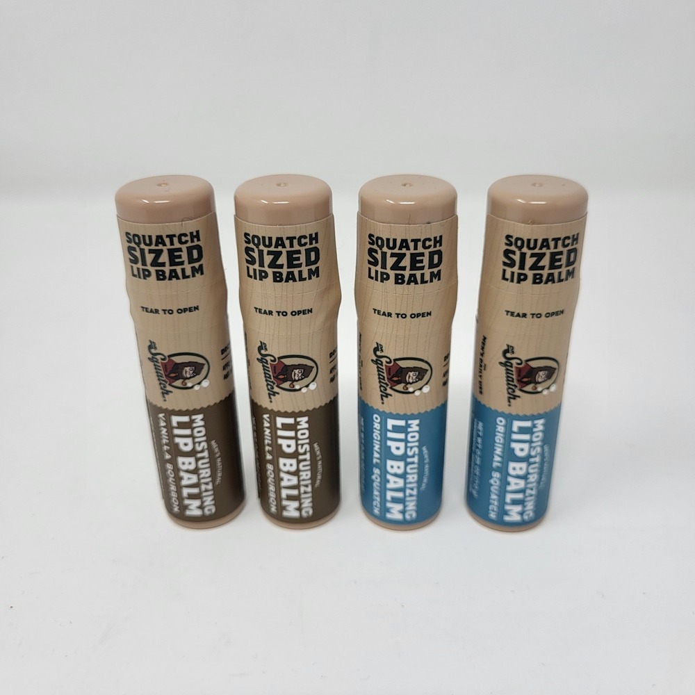 Dr. Squatch 4 Men Lip Balms Original And Vanilla Bourbon .25 Oz‎ Each New